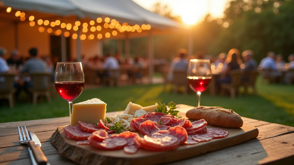 Vue d'ensemble du village d'Étiolles avec ses rues pavées et ses cafés