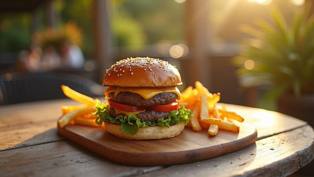 Burger artisanal servi au bord du lac des Tritons à Saint-Pierre-du-Perray