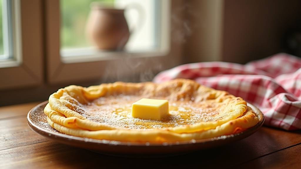 Main tenant une spatule pour retourner une crêpe dans une poêle