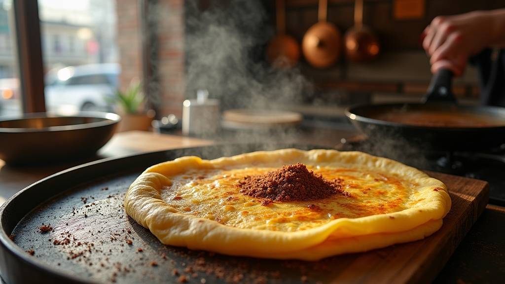 Vue intérieure d'une crêperie accueillante à Ris-Orangis avec tables en bois et clients souriants