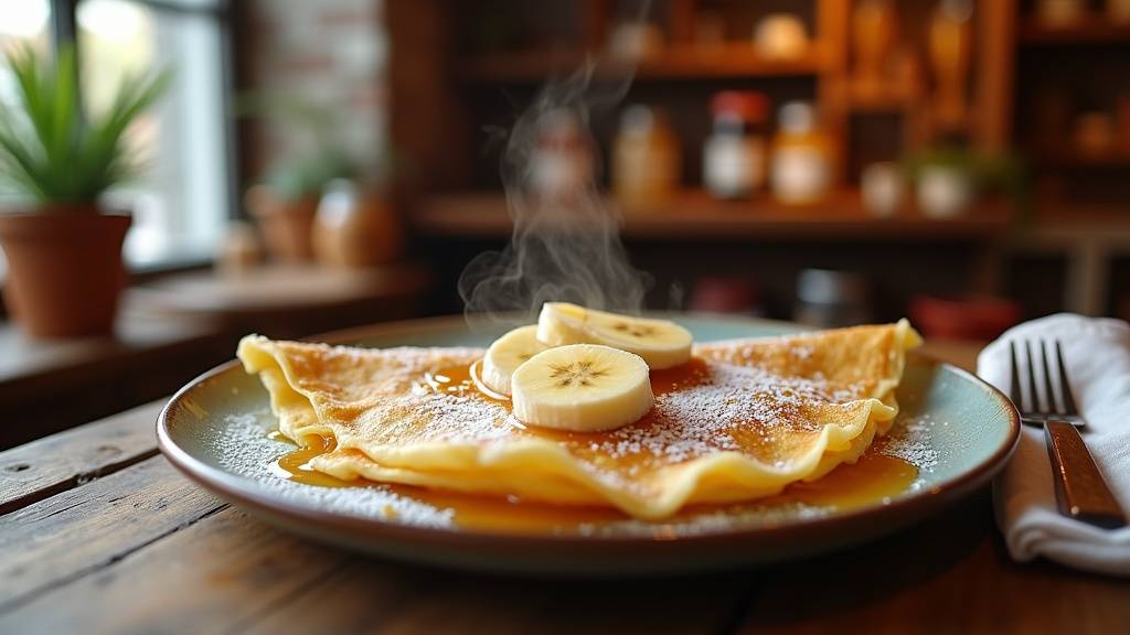 Crêperie animée à Ris-Orangis avec clients dégustant des crêpes sucrées et salées