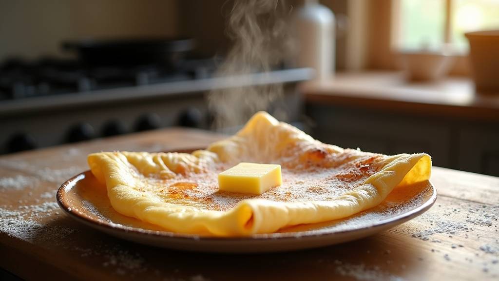 Crêpes dorées servies dans une assiette en porcelaine avec des garnitures variées