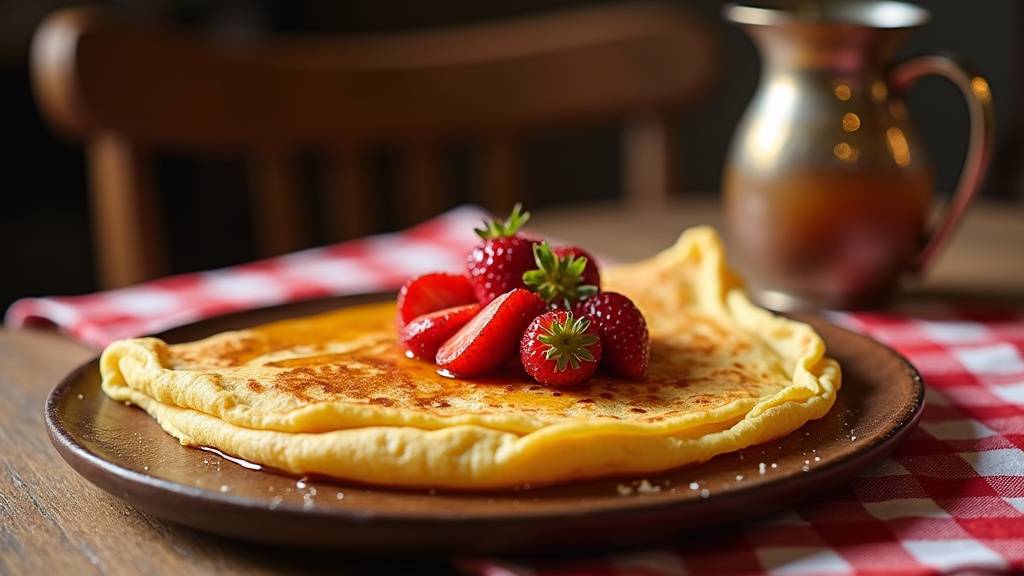 Crêperie artisanale à Étiolles avec des crêpes dorées sur un gril