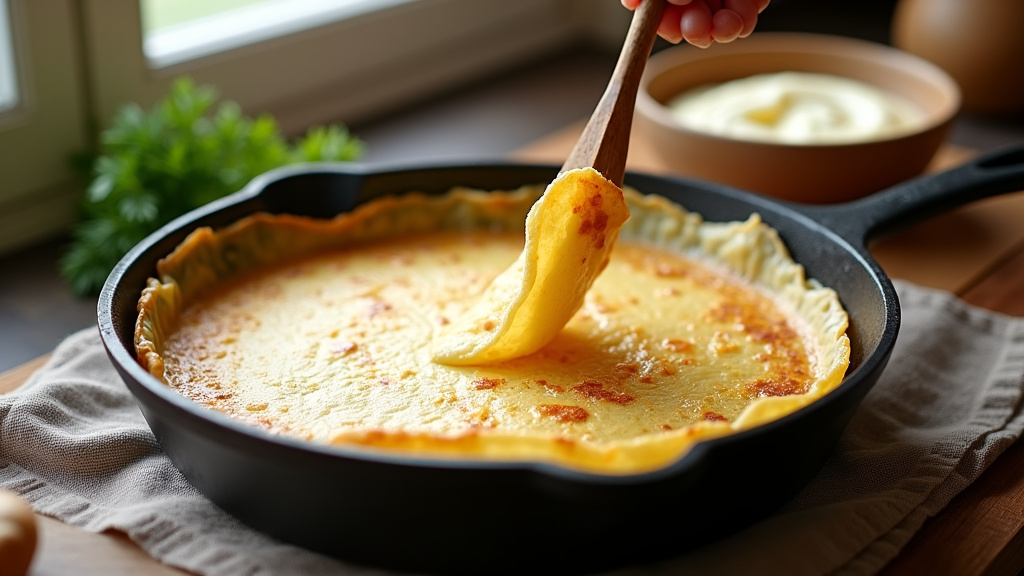 Technique de cuisson de crêpes salées dans une poêle en fonte