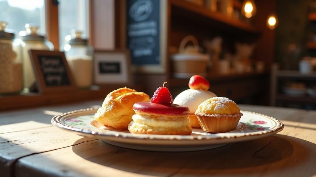 Présentation artistique de desserts régionaux