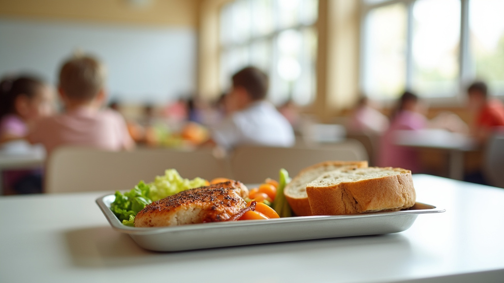 Enfants participant à un atelier culinaire dans une cantine scolaire