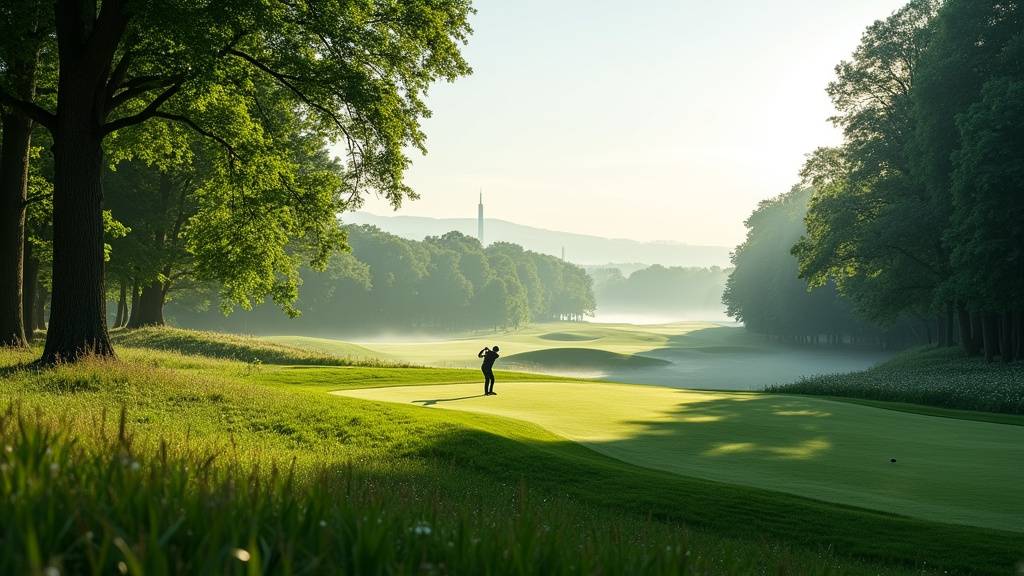 Zone de practice avec plusieurs postes de tir au golf de Saint-Germain-lès-Corbeil