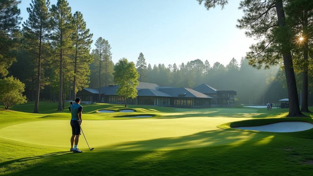 Green du 7ème trou avec bunker de protection et drapeau visible