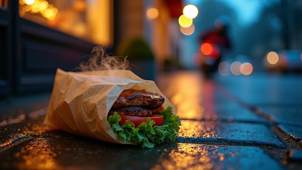 Interface mobile d'Uber Eats avec carte de restaurants à proximité de Grigny