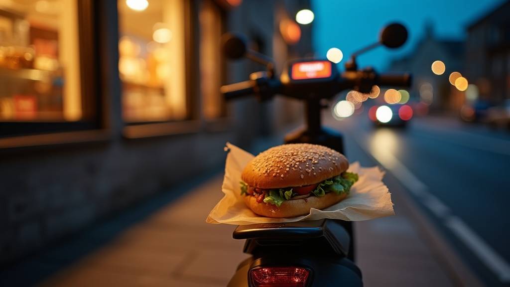 Livraison de sandwich à Grigny - sac à emporter et moto de livreur