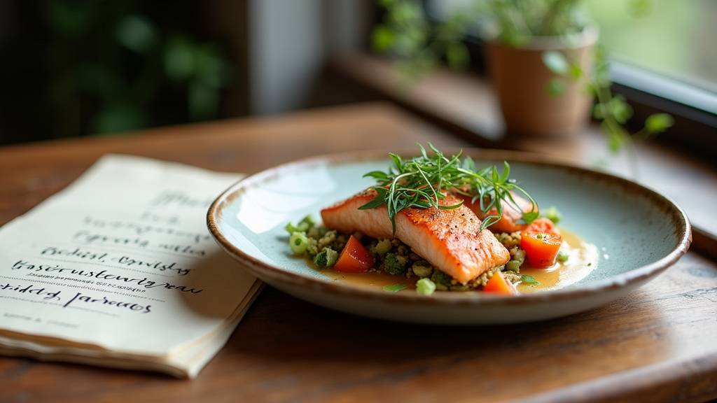 Table dressée avec des menus assiettes français traditionnels