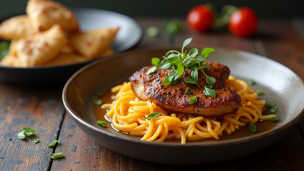 Assiette tunisienne complète servie chez Dar El Bey avec brik au thon, couscous et salade mechouia