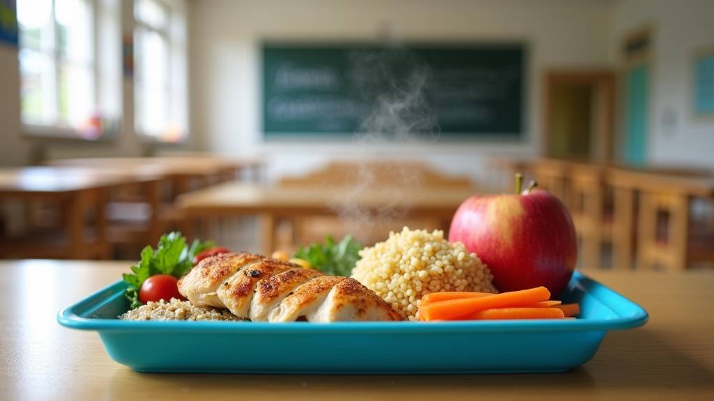 Menu scolaire typique de la ville de Grigny avec plats du jour et desserts