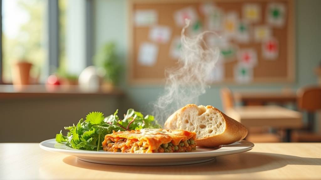 Enfants mangeant dans une cantine scolaire de Grigny avec assiettes colorées