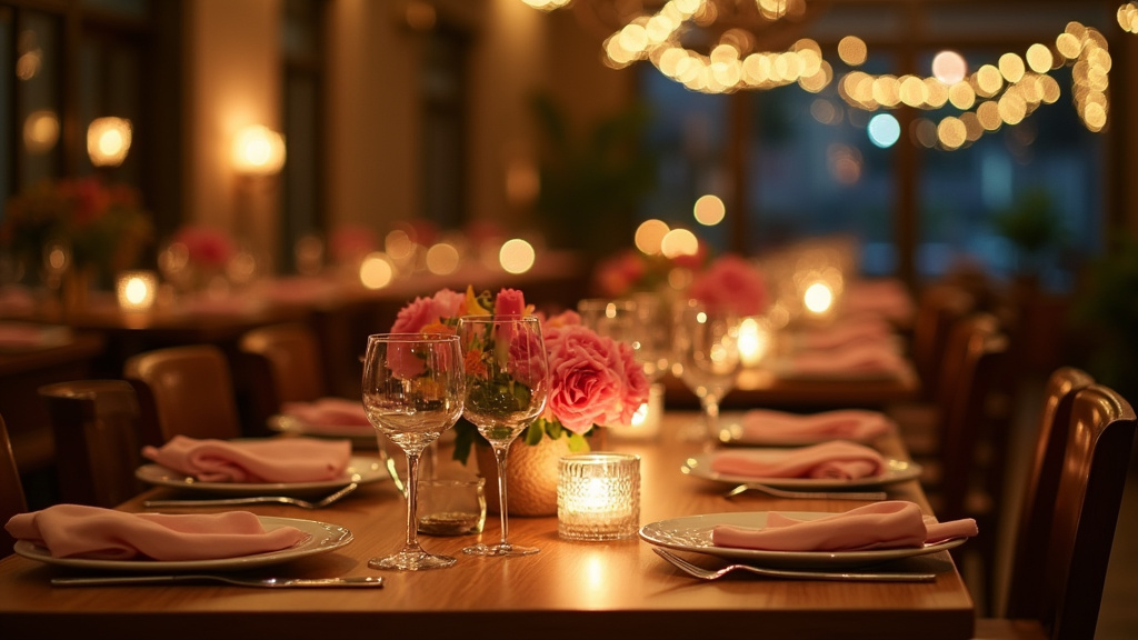 Restaurant festif avec décoration d'anniversaire et convives souriants