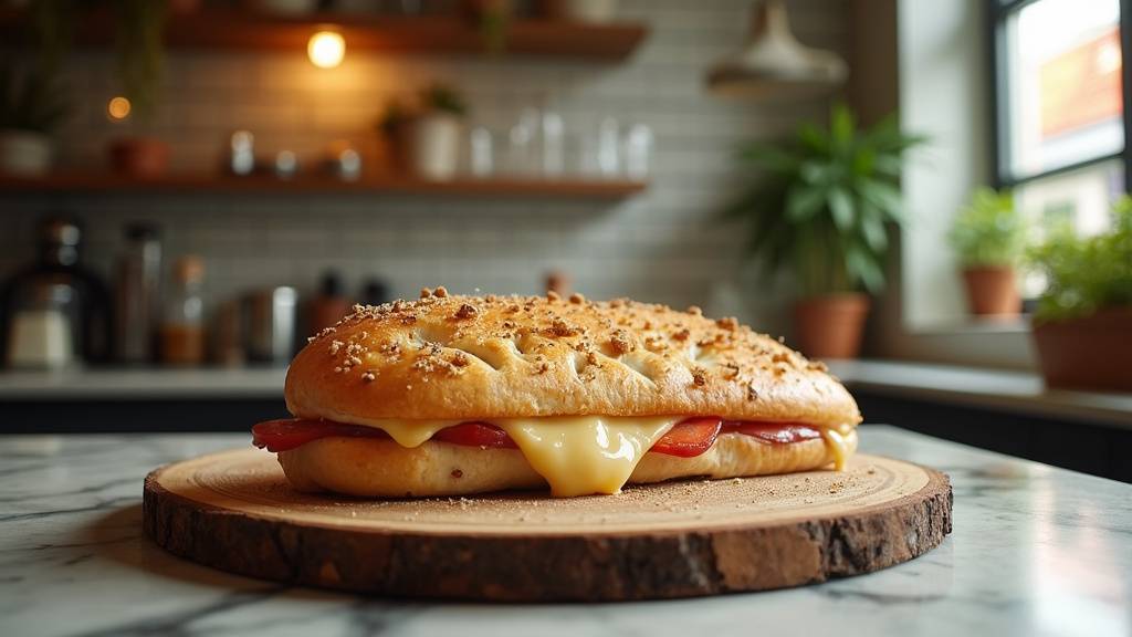 Panini poulet artisanal servi dans une assiette en céramique