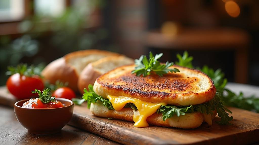 Assortiment de paninis artisanaux dans une vitrine