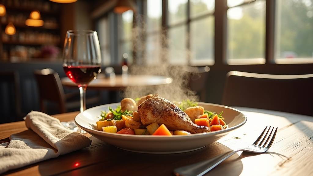 Vue intérieure d'un restaurant typique de Mennecy proposant des plats du jour