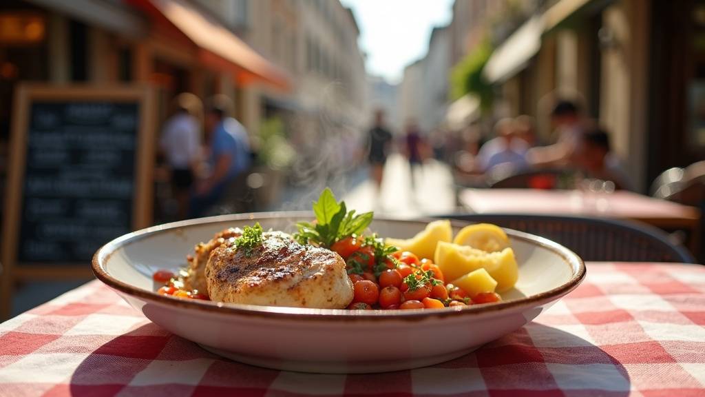 Assiette de plat du jour garnie dans un restaurant d'Évry