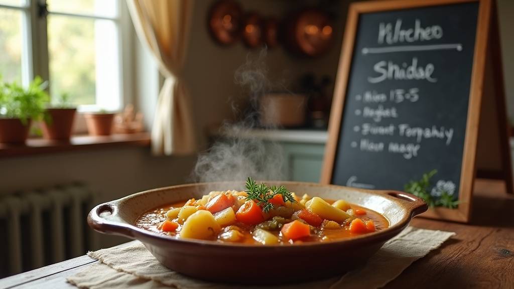 Assiette colorée avec plat du jour composé de poulet grillé, légumes rôtis et riz basmati