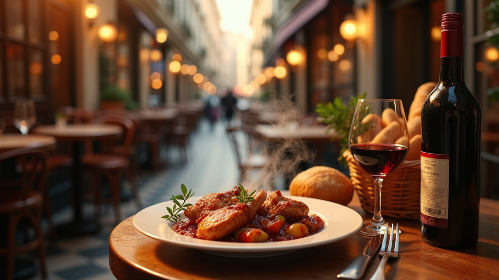 Vue aérienne de Paris avec des points lumineux représentant les meilleurs restaurants
