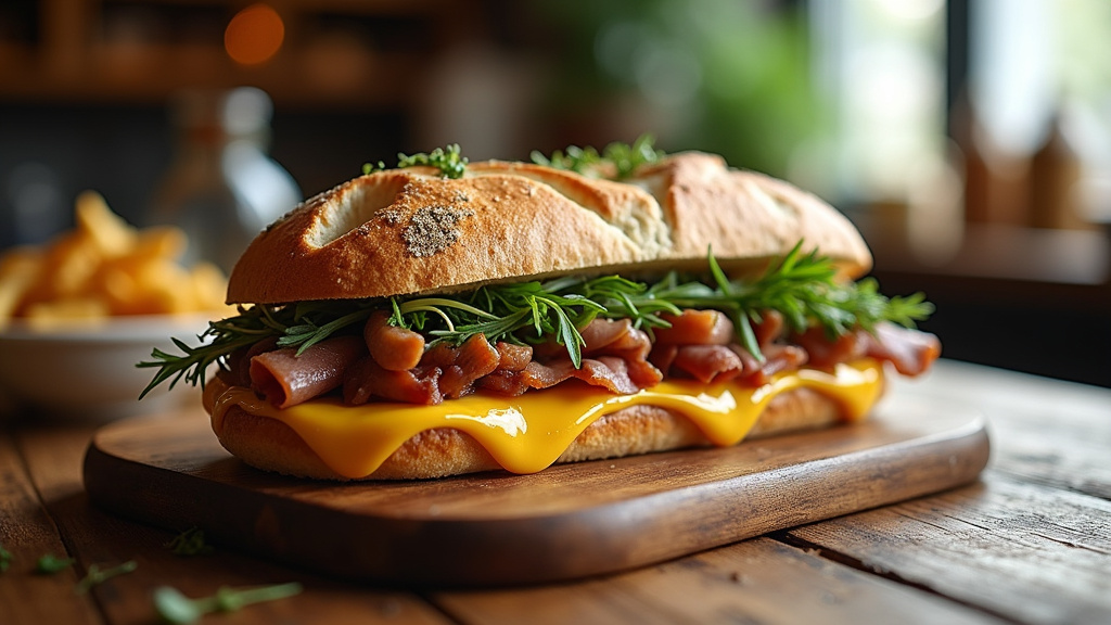 Sandwich caribéen coloré avec des épices visibles
