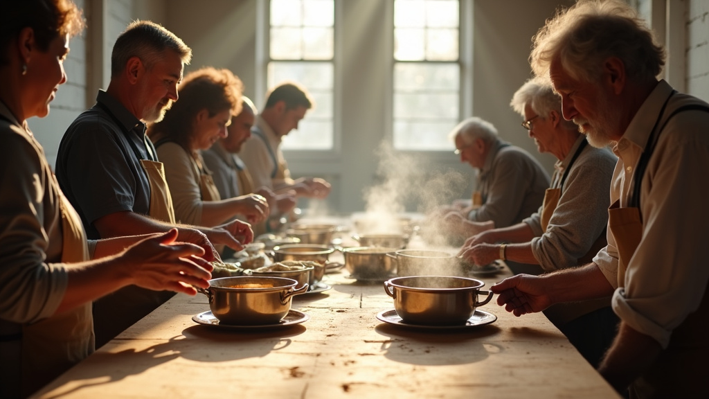 Distribution de repas chauds aux personnes dans le besoin par les Restos du Cœur du Rhône