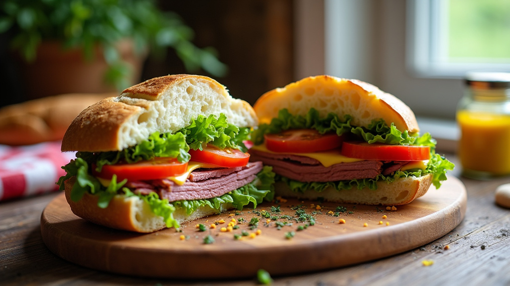 Assortiment de sandwichs antillais avec garnitures colorées et sauces maison