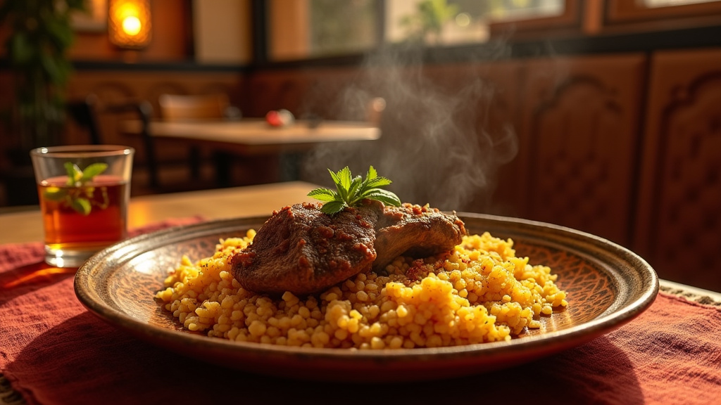 Intérieur chaleureux d'un restaurant marocain à Draveil avec décoration traditionnelle