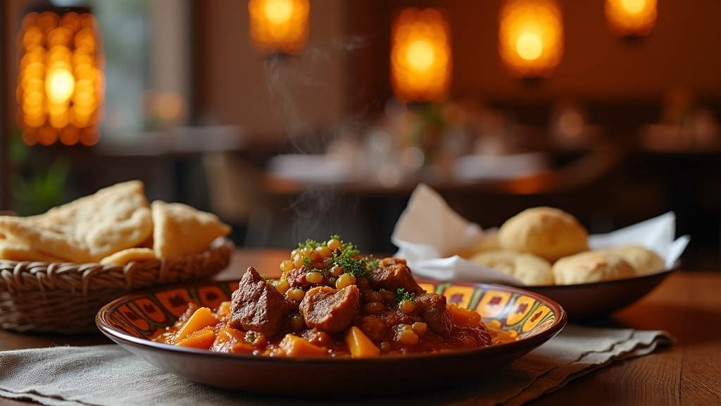 Assiette de tajine marocain servie dans un restaurant de Draveil