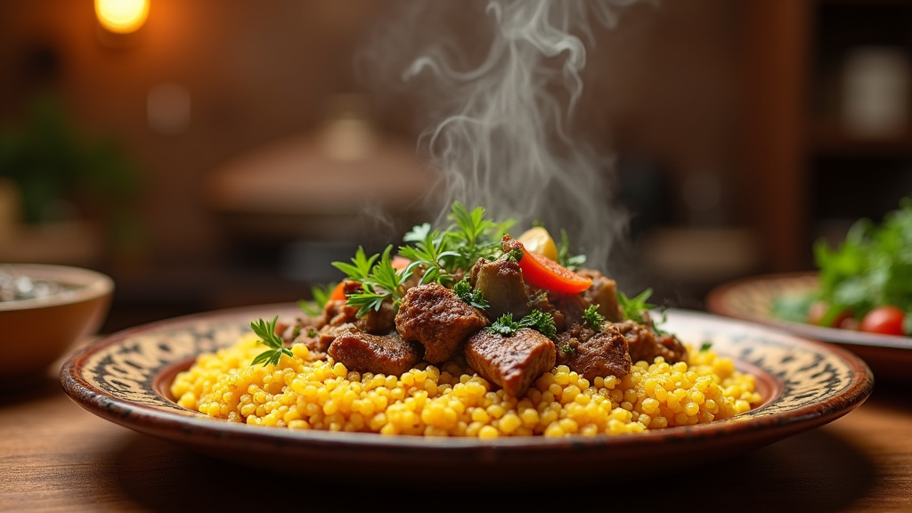 Assiettes de spécialités orientales authentiques servies dans un restaurant de Viry-Châtillon