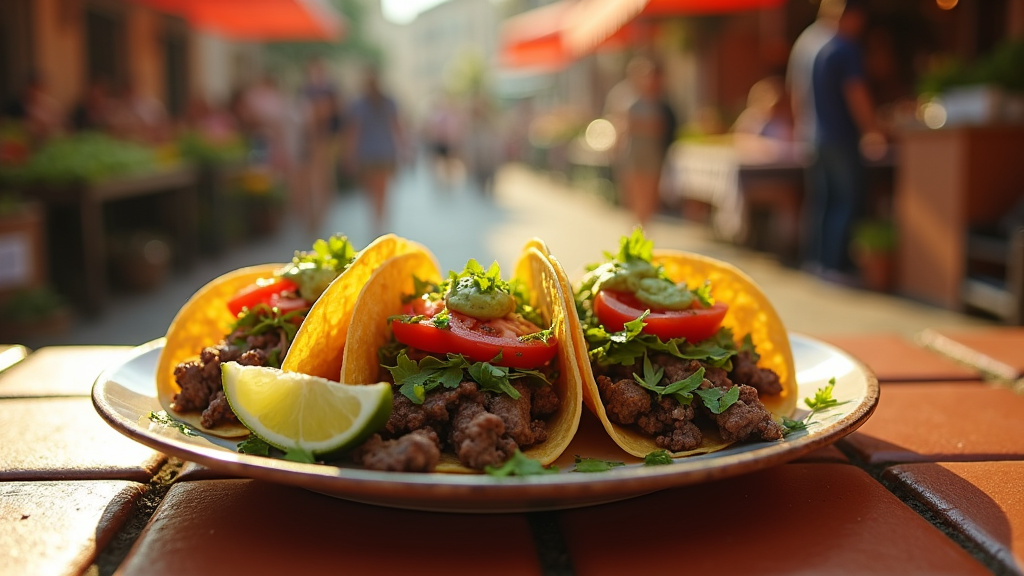 Assortiment de tacos généreusement garnis de viandes et de frites, prêts pour la livraison.