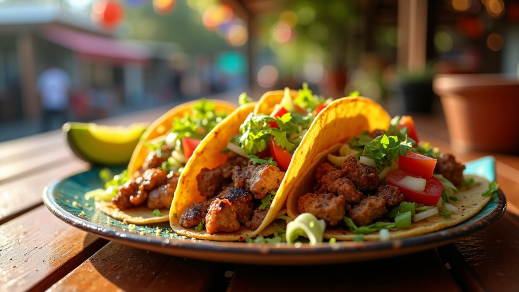 Variété de sauces colorées dans des récipients, prêtes à accompagner des tacos.