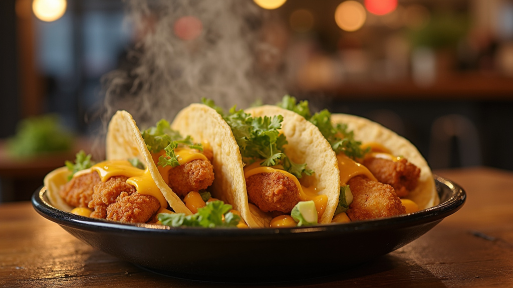 Livraison de tacos dans un emballage professionnel avec logo de la plateforme de commande