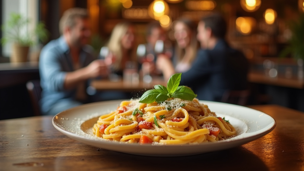 Personne utilisant son smartphone pour trouver un restaurant près de chez elle